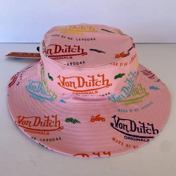 Von Dutch Pink Logo Bucket Hat One size Von Dutch Pink Multi Color Logo Bucket Hat | Mercari main image 4